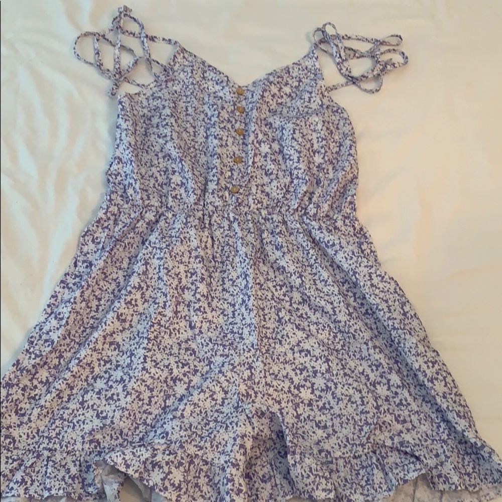 Purple and white romper